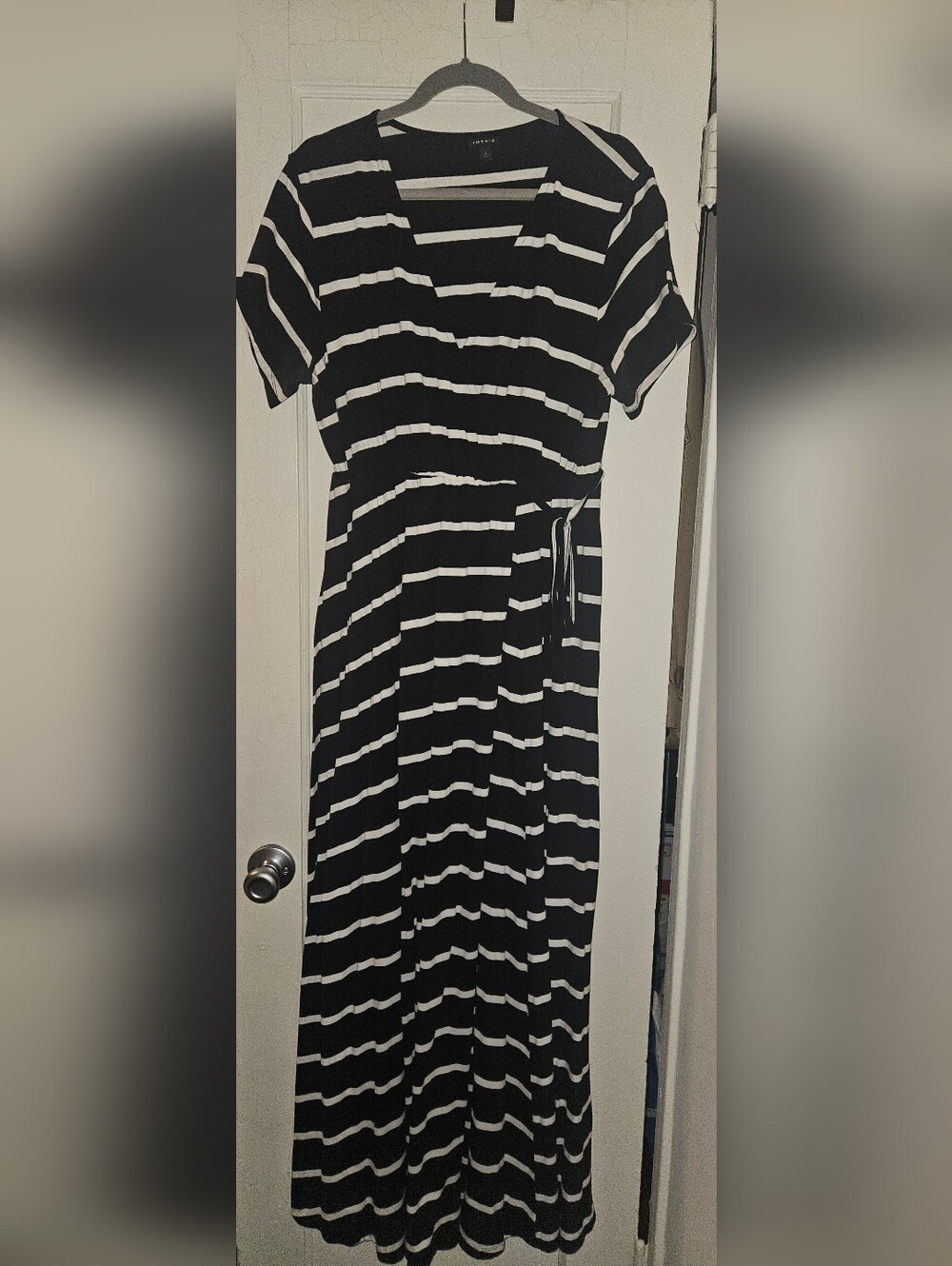 Torrid Black and White Striped Maxi Faux Wrap Dress. Size 3